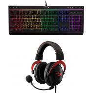 HyperX Cloud II Gaming Headset - 7.1 Surround Sound- Red (KHX-HSCP-RD) with HyperX Alloy Core RGBMembrane Gaming Keyboard Comfortable Black - Bundle