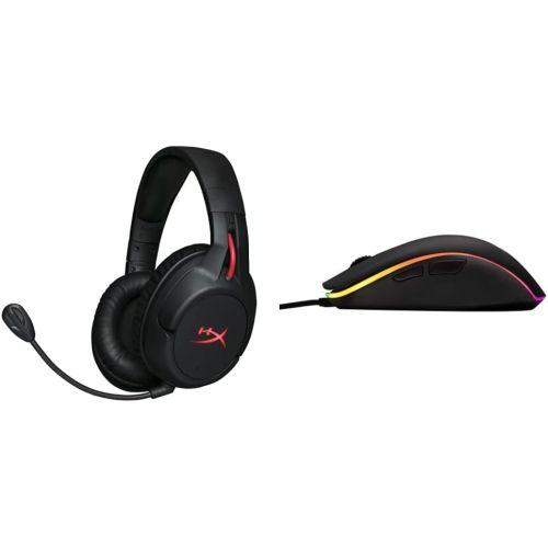  HyperX Cloud Flight - Wireless Gaming Headset - 30 Hour Battery Life - Immersive In Game Audio and HyperX Pulsefire Surge - RGB Gaming Mouse, 360° RGB Light Effects and Macro Custo