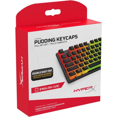  HyperX Pudding Keycaps - Double Shot PBT Keycap Set with Translucent Layer, for Mechanical Keyboards, Full 104 Key Set, OEM Profile, English (US) Layout - Black