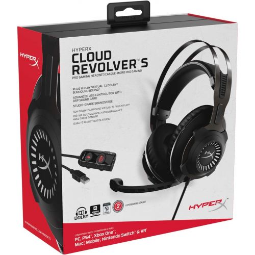  HyperX Cloud Revolver S - Gaming Headset with Dolby 7.1 Surround Sound - Steel Frame - Signature Memory Foam - Premium Leatherette - Detachable Noise-Cancellation Microphone