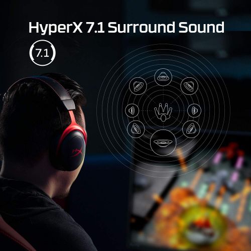  HyperX Cloud II Wireless - Gaming Headset for PC, PS4/PS5, Nintendo Switch, Long Lasting Battery Up to 30 Hours, 7.1 Surround Sound, Memory Foam, Detachable Noise Cancelling Microp