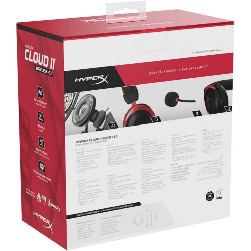  HyperX Cloud II Wireless - Gaming Headset for PC, PS4/PS5, Nintendo Switch, Long Lasting Battery Up to 30 Hours, 7.1 Surround Sound, Memory Foam, Detachable Noise Cancelling Microp