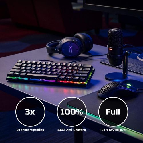  HyperX Alloy Origins 60 - Mechanical Gaming Keyboard, Ultra Compact 60% Form Factor, Double Shot PBT Keycaps, RGB LED Backlit, NGENUITY Software Compatible - Linear HyperX Red Swit