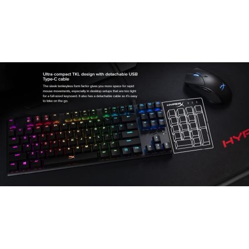  HyperX Alloy Origins - Mechanical Gaming Keyboard, Software-Controlled Light & Macro Customization, Compact Form Factor, RGB LED Backlit - Linear HyperX Red Switch