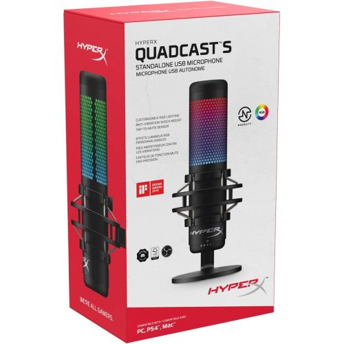  HyperX QuadCast S ? RGB USB Condenser Microphone for PC, PS4, PS5 and Mac, Anti-Vibration Shock Mount, 4 Polar Patterns, Pop Filter, Gain Control, Gaming, Streaming, Podcasts, Twit