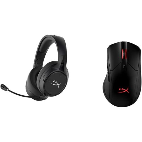  HyperX Cloud Flight S Over Ear Wireless Gaming Headset & Hyperx HX-MC006B 6-Button 2.4ghz Wireless Gaming Mouse, Black