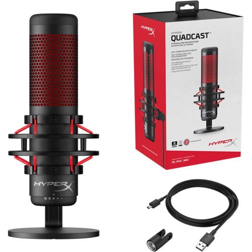  HyperX QuadCast - USB Condenser Gaming Microphone and HyperX Cloud Flight - Wireless Gaming Headset