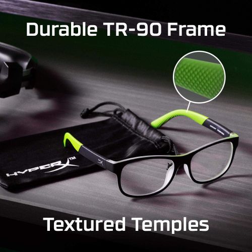  HyperX Spectre Scout - Gaming Eyewear, Glasses for Kids, Blue Light Blocking, UV Protection, Crystal Clear Lenses, TR-90 Frame, Microfiber Pouch, Square Eyewear Frame - Green