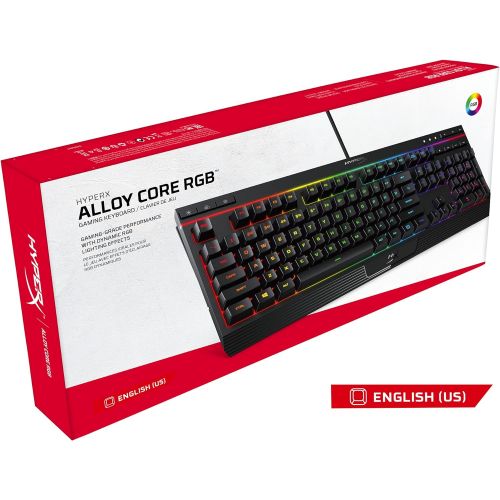  HyperX Alloy Core RGB ? Membrane Gaming Keyboard, Comfortable Quiet Silent Keys with RGB LED Lighting Effects, Spill Resistant, Dedicated Media Keys, Compatible with Windows 10/8.1