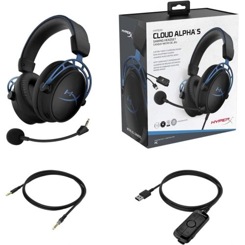  HyperX Cloud Alpha S - PC Gaming Headset, 7.1 Surround Sound, Adjustable Bass, Dual Chamber Drivers, Chat Mixer, Breathable Leatherette, Memory Foam, and Noise Cancelling Microphon