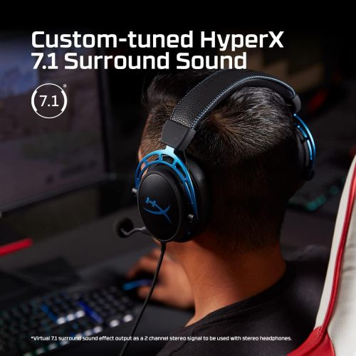  HyperX Cloud Alpha S - PC Gaming Headset, 7.1 Surround Sound, Adjustable Bass, Dual Chamber Drivers, Chat Mixer, Breathable Leatherette, Memory Foam, and Noise Cancelling Microphon