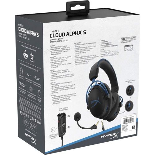  HyperX Cloud Alpha S - PC Gaming Headset, 7.1 Surround Sound, Adjustable Bass, Dual Chamber Drivers, Chat Mixer, Breathable Leatherette, Memory Foam, and Noise Cancelling Microphon