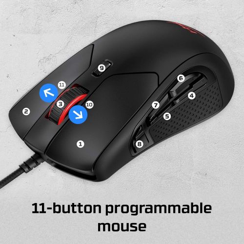  HyperX Pulsefire Raid ? Gaming Mouse, 11 Programmable Buttons, RGB, Ergonomic Design, Comfortable Side Grips, Software-Controlled Customization