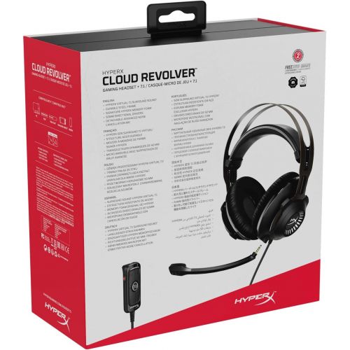  HyperX Cloud Revolver - Gaming Headset with HyperX 7.1 Surround Sound, Signature Memory Foam, Premium Leatherette, Steel Frame, Detachable Noise-Cancellation Microphone