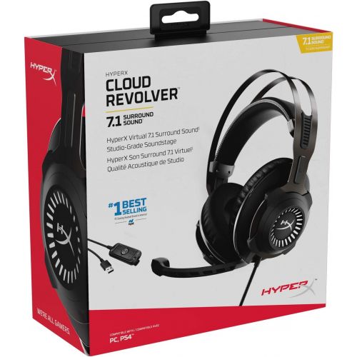  HyperX Cloud Revolver - Gaming Headset with HyperX 7.1 Surround Sound, Signature Memory Foam, Premium Leatherette, Steel Frame, Detachable Noise-Cancellation Microphone