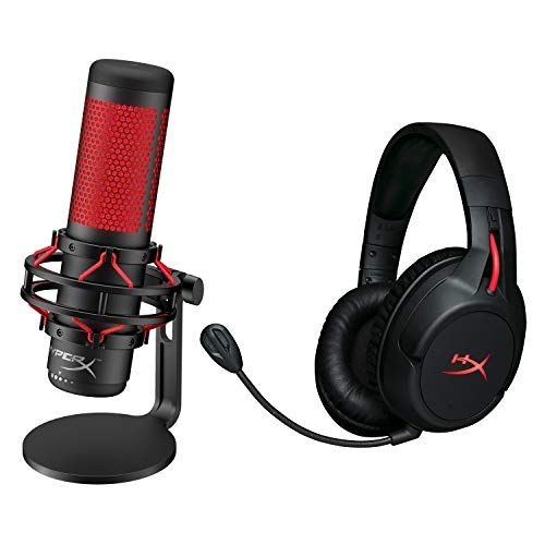  HyperX QuadCast - USB Condenser Gaming Microphone and HyperX Cloud Flight - Wireless Gaming Headset