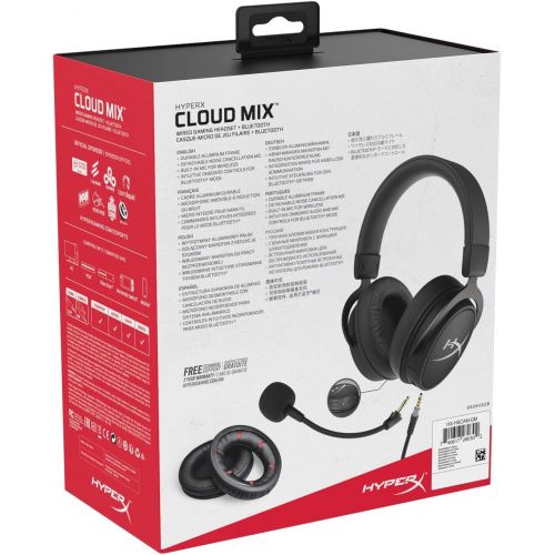  HyperX Cloud MIX - Wired Gaming Headset + Bluetooth, Game and Go, Detachable Microphone, Signature HyperX Comfort, Lightweight, Multi Platform Compatible - Black