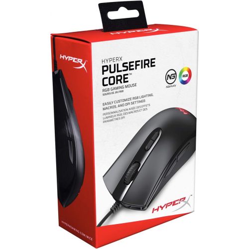  HyperX Pulsefire Core - RGB Gaming Mouse, Software Controlled RGB Light Effects & Macro Customization, Pixart 3327 Sensor up to 6,200DPI, 7 Programmable Buttons, Mouse Weight 87g