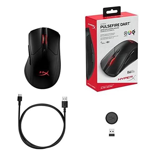  HyperX Pulsefire Dart - Wireless RGB Gaming Mouse, Software-Controlled Customization, 6 Programmable Buttons, Qi-Charging Battery up to 50 Hours - PC, PS4, Xbox One Compatible