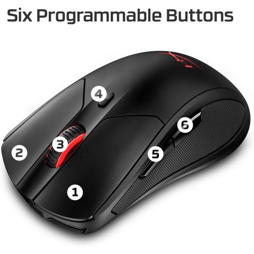  HyperX Pulsefire Dart - Wireless RGB Gaming Mouse, Software-Controlled Customization, 6 Programmable Buttons, Qi-Charging Battery up to 50 Hours - PC, PS4, Xbox One Compatible