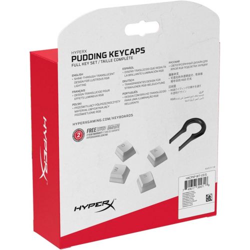  HyperX Pudding Keycaps - Double Shot PBT Keycap Set with Translucent Layer, for Mechanical Keyboards, Full 104 Key Set, OEM Profile, English (US) Layout - White