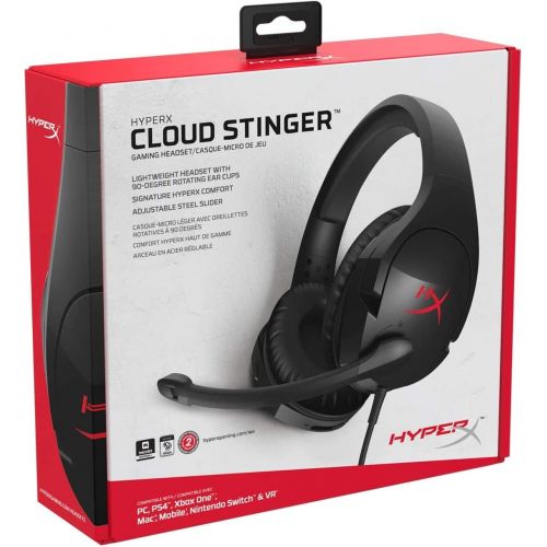  HyperX Cloud Stinger ? Gaming Headset, Lightweight, Comfortable Memory Foam, Swivel to Mute Noise-Cancellation Microphone, Works on PC, PS4, PS5, Xbox One, Xbox Series XS, Nintendo