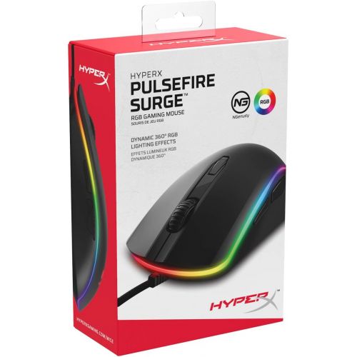  HyperX Pulsefire Surge - RGB Wired Optical Gaming Mouse, Pixart 3389 Sensor up to 16000 DPI, Ergonomic, 6 Programmable Buttons, Compatible with Windows 10/8.1/8/7 - Black