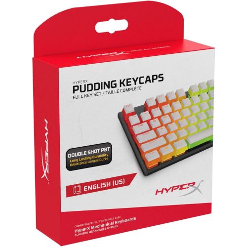  [아마존베스트]HyperX Pudding Keycaps - Double Shot PBT Keycap Set with Translucent Layer, for Mechanical Keyboards, Full 104 Key Set, OEM Profile, English (US) Layout - White