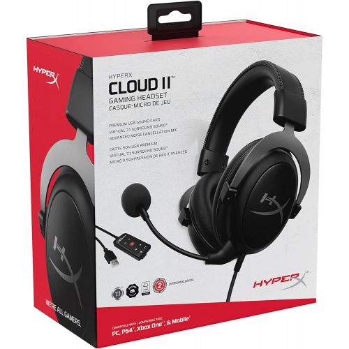  [아마존베스트]HyperX Cloud II - Gaming Headset, 7.1 Surround Sound, Memory Foam Ear Pads, Durable Aluminum Frame, Detachable Microphone, Works with PC, PS4, Xbox One - Gun Metal