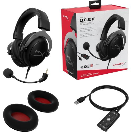  [아마존베스트]HyperX Cloud II - Gaming Headset, 7.1 Surround Sound, Memory Foam Ear Pads, Durable Aluminum Frame, Detachable Microphone, Works with PC, PS4, Xbox One - Gun Metal