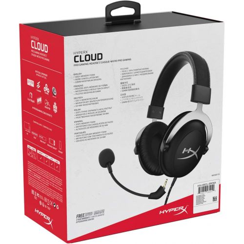  HyperX Cloud Pro Gaming Headset - Silver - with in-Line Audio Control for PS4, Xbox One, and PC (HX-HSCL-SRNA)