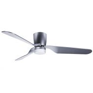 Hyperikon 52-Inch Sleek Contemporary Ceiling Fan, 3 Blade LED Ceiling Fan 35W, Brushed Nickel Industrial Modern Hugger with Integrated LED Light Panel, 110V, Remote Controlled, 400