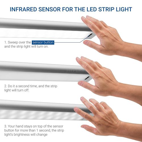  Hyperikon Under Cabinet LED Lighting 24-Inch, Dimmable, Motion Sensor, 4000K Daylight 9W, 680 Lumens, Under Counter led bar (2 Pack)