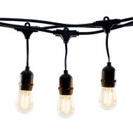 Hyperikon LED Outdoor Commercial String Lights, 48ft with 24 Hanging Sockets, 2W LED S14 LED Bulbs included - Weatherproof Vintage Edison String Lights for Patio, Backyard, Party W