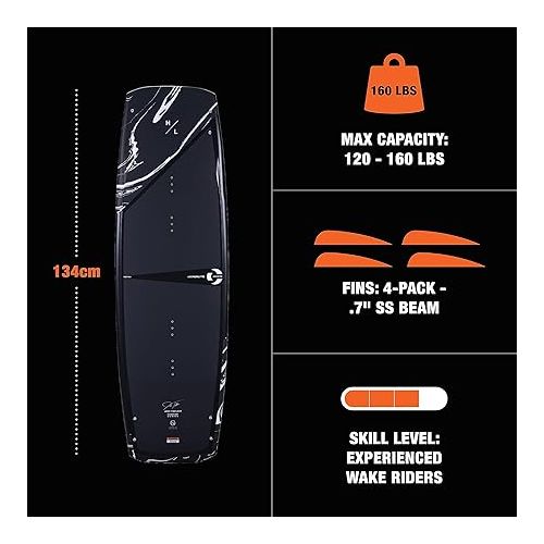  Hyperlite Cryptic Wakeboard + Remix Bindings Wakeboard Package - Perfect for Intermediate to Advanced Riders