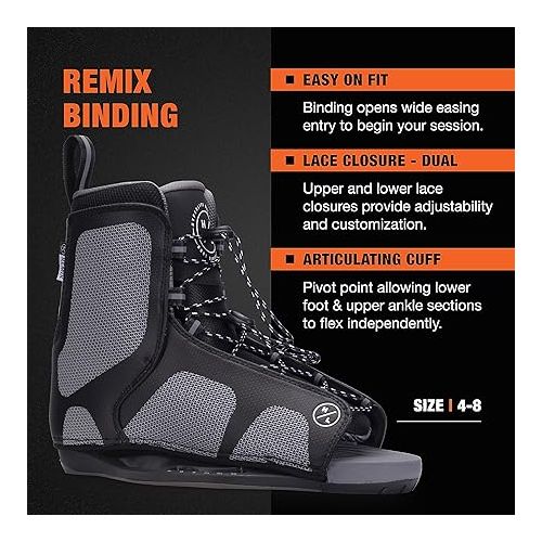  Hyperlite Cryptic Wakeboard + Remix Bindings Wakeboard Package - Perfect for Intermediate to Advanced Riders