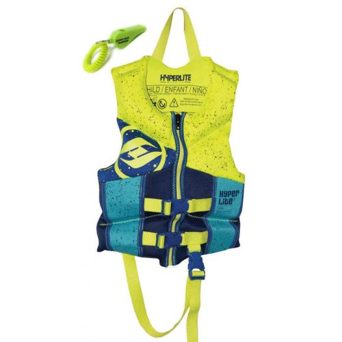  Hyperlitewake Hyperlite Child/Infant Life Vest, USCG Approved Level 70 Buoyancy Device 33-55 lbs; Bundle with Safety Whistle and Lanard