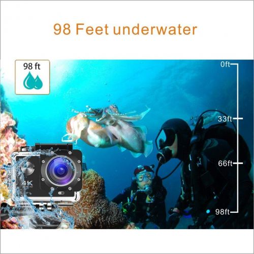 4K WiFi Sports Action Camera Hyphenx Recording Ultra HD Waterproof DV Camcorder 170 Degree Wide Angle Underwater Video Helmet Cam Waterproof for Extreme Activities Swimming Diving