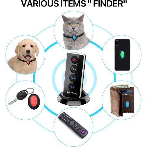  Hyrrt Key Finder, Wireless RF Item Locator, 1 Transmitter with 4 Receivers, Key RF Locator, Pet Tracker Wallet Tracker