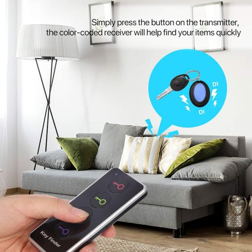  Hyrrt Key Finder, Wireless RF Item Locator, 1 Transmitter with 4 Receivers, Key RF Locator, Pet Tracker Wallet Tracker