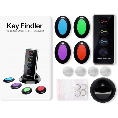 [아마존베스트]Hyrrt Key Finder, Wireless RF Item Locator, 1 Transmitter with 4 Receivers, Key RF Locator, Pet Tracker Wallet Tracker
