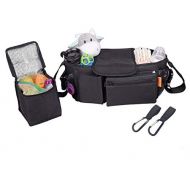 Hystrada Universal Baby Stroller Organizer ?Black Universal Stroller Caddy with Detachable Wristlet, Insulated Cool Bag Insert and Multi-Pocket Storage ? Adjustable Shoulder Strap and 2 Bon