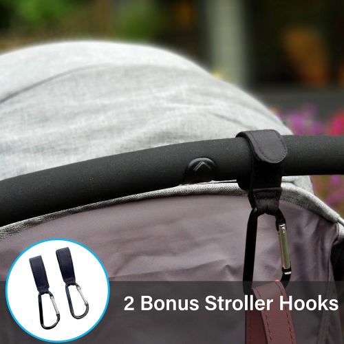  Hystrada Universal Baby Stroller Organizer ?Black Universal Stroller Caddy with Detachable Wristlet, Insulated Cool Bag Insert and Multi-Pocket Storage ? Adjustable Shoulder Strap and 2 Bon