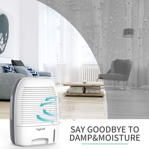  hysure Portable Mini Dehumidifier 2201 Cubic Feet Electric Safe Dehumidifier for Bedroom Home Crawl Space Bathroo RV Baby Room White