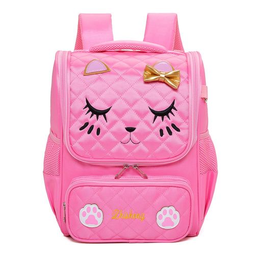  Hyundly Cute Cat Face Bowknot Girls School Backpacks For Pre-School Kindergarten one grade Backpacks