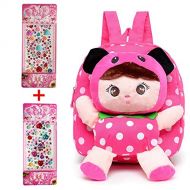 Hyundly Toddler Kids Mousse Doll Detachable Backpacks, Cute Girls Mini School Backpack For Kids Age 1-5years Old, 2 Pcs Crystal Gem Stickers (Rose Red 2)
