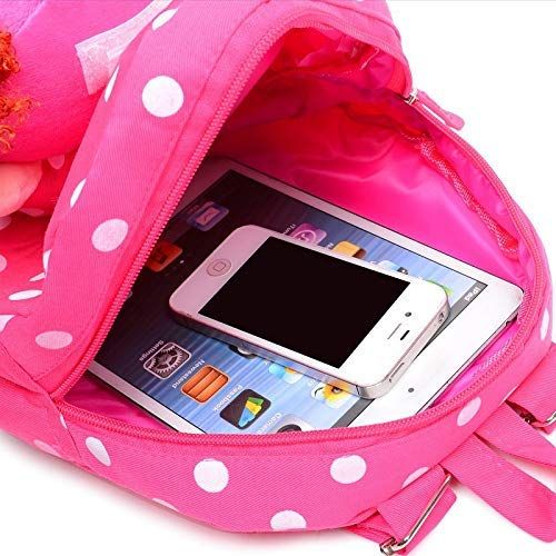  Hyundly Toddler Kids Mousse Doll Detachable Backpacks, Cute Girls Mini School Backpack For Kids Age 1-5years Old, 2 Pcs Crystal Gem Stickers (Rose Red 2)