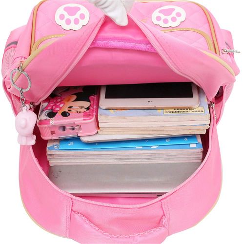  Hyundly Cat Face Waterproof School Backpack for Girls Book Bag (Large, black)