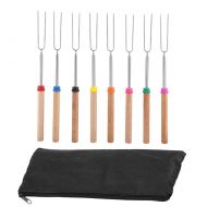 Hztyyier 8Pcs/Set Stainless Steel Barbecue Forks Telescoping Marshmallow Roasting Sticks with Handle Adjustable Length for Picnic