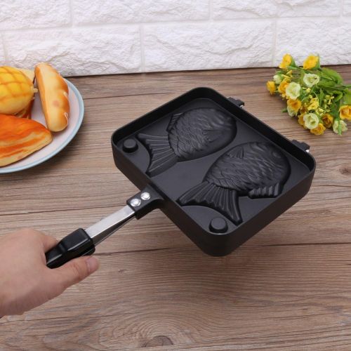  [아마존베스트]Hztyyier Bakeware Waffle Cake Maker Pan Double Layer Nonstick Coating with 2 Sided Fish Shape and Aluminium Alloy Mold